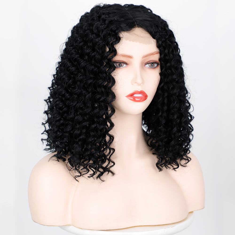 Black Women's Wig Medium Long Curly Hair Headgear Wigs display picture 6