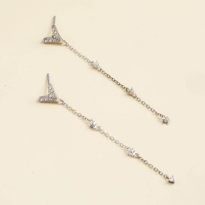 Temperament And Fashion Long 925 Silver Earrings display picture 2
