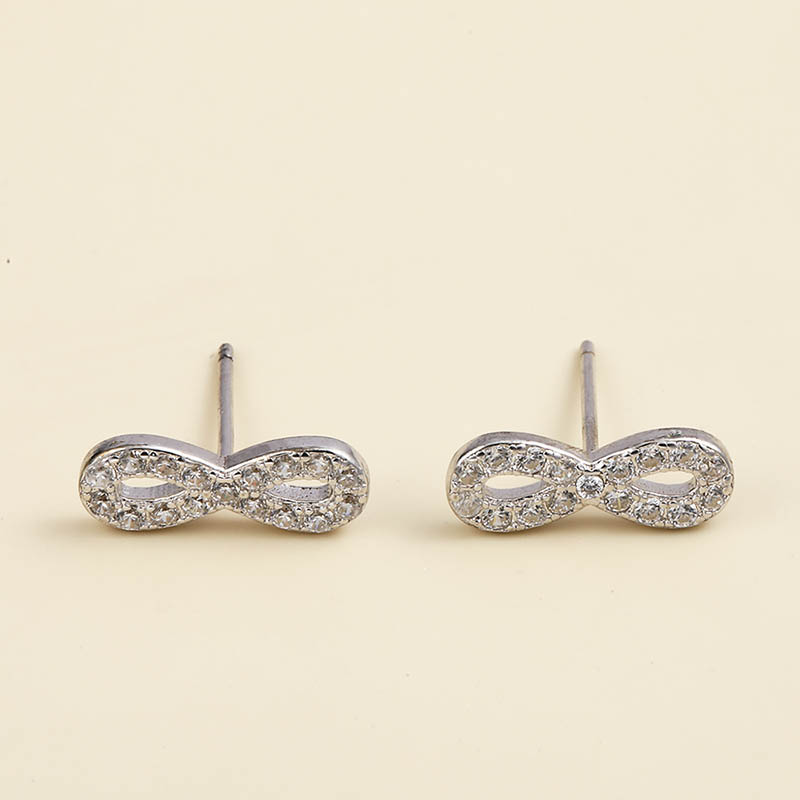 Fashion Simple Small Bows Inlaid Zircon 925 Silver Stud Earrings display picture 1