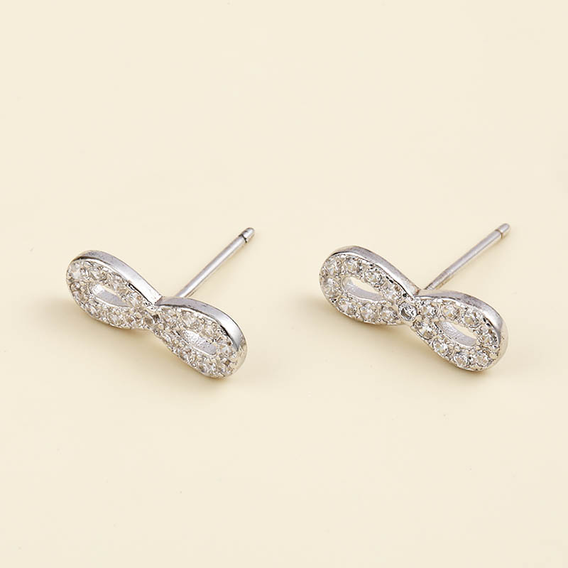 Fashion Simple Small Bows Inlaid Zircon 925 Silver Stud Earrings display picture 2