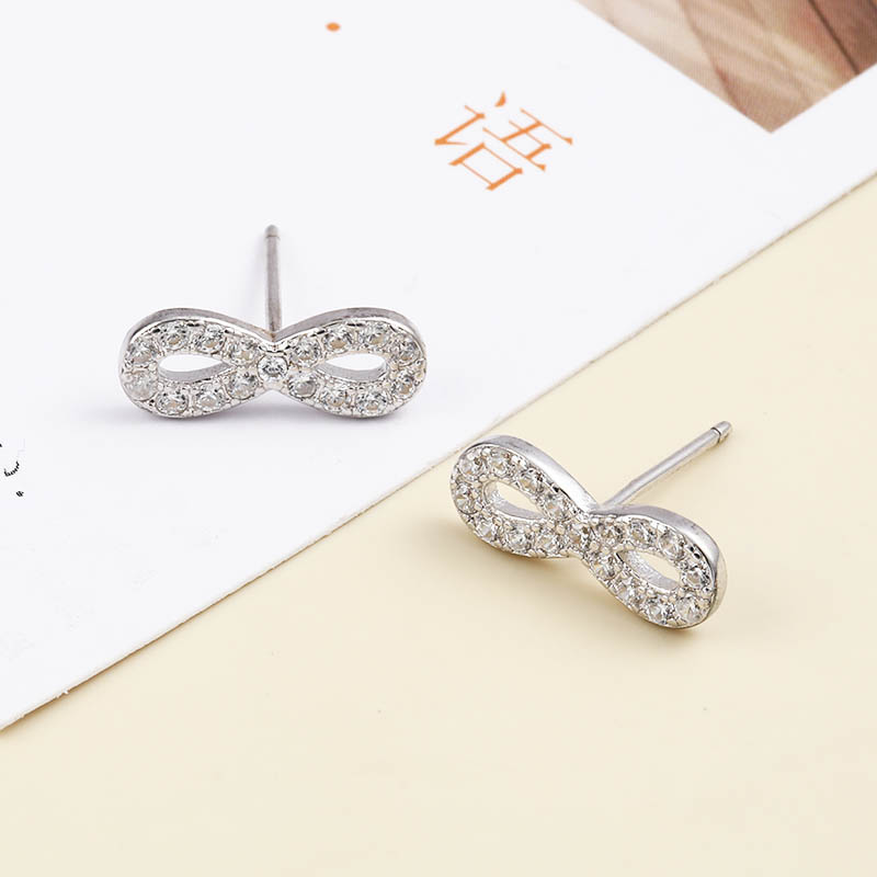 Fashion Simple Small Bows Inlaid Zircon 925 Silver Stud Earrings display picture 3