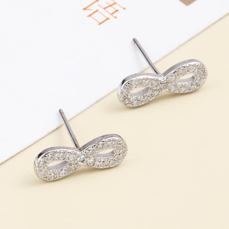 Fashion Simple Small Bows Inlaid Zircon 925 Silver Stud Earrings display picture 4
