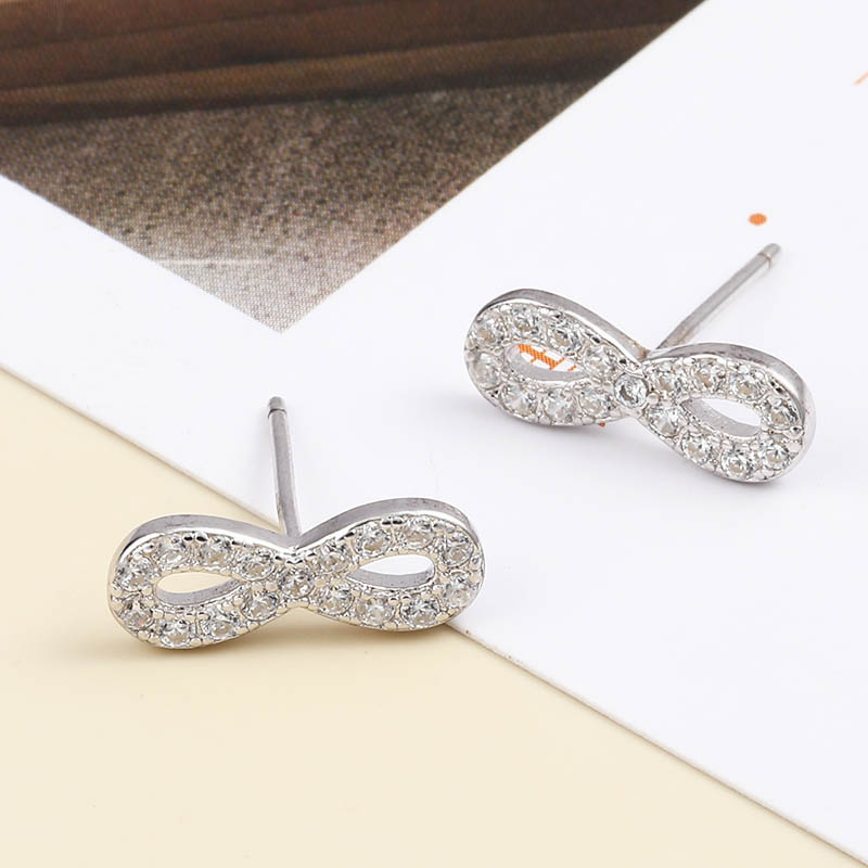 Fashion Simple Small Bows Inlaid Zircon 925 Silver Stud Earrings display picture 5