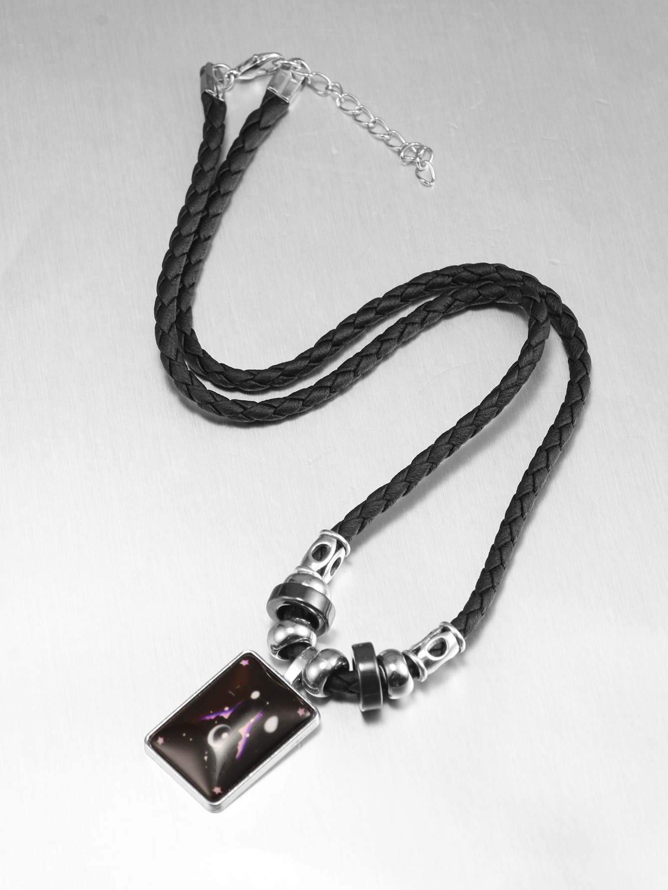 Fashion Luminous Twelve Constellation Square Pendant Necklace display picture 1