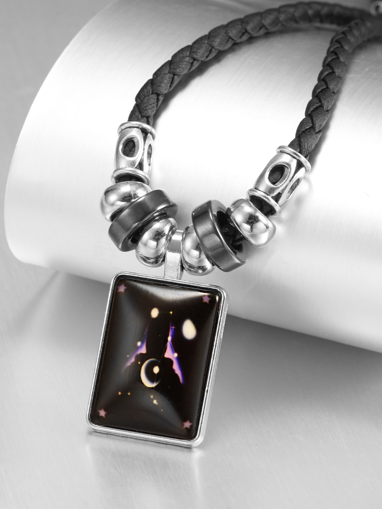 Fashion Luminous Twelve Constellation Square Pendant Necklace display picture 2
