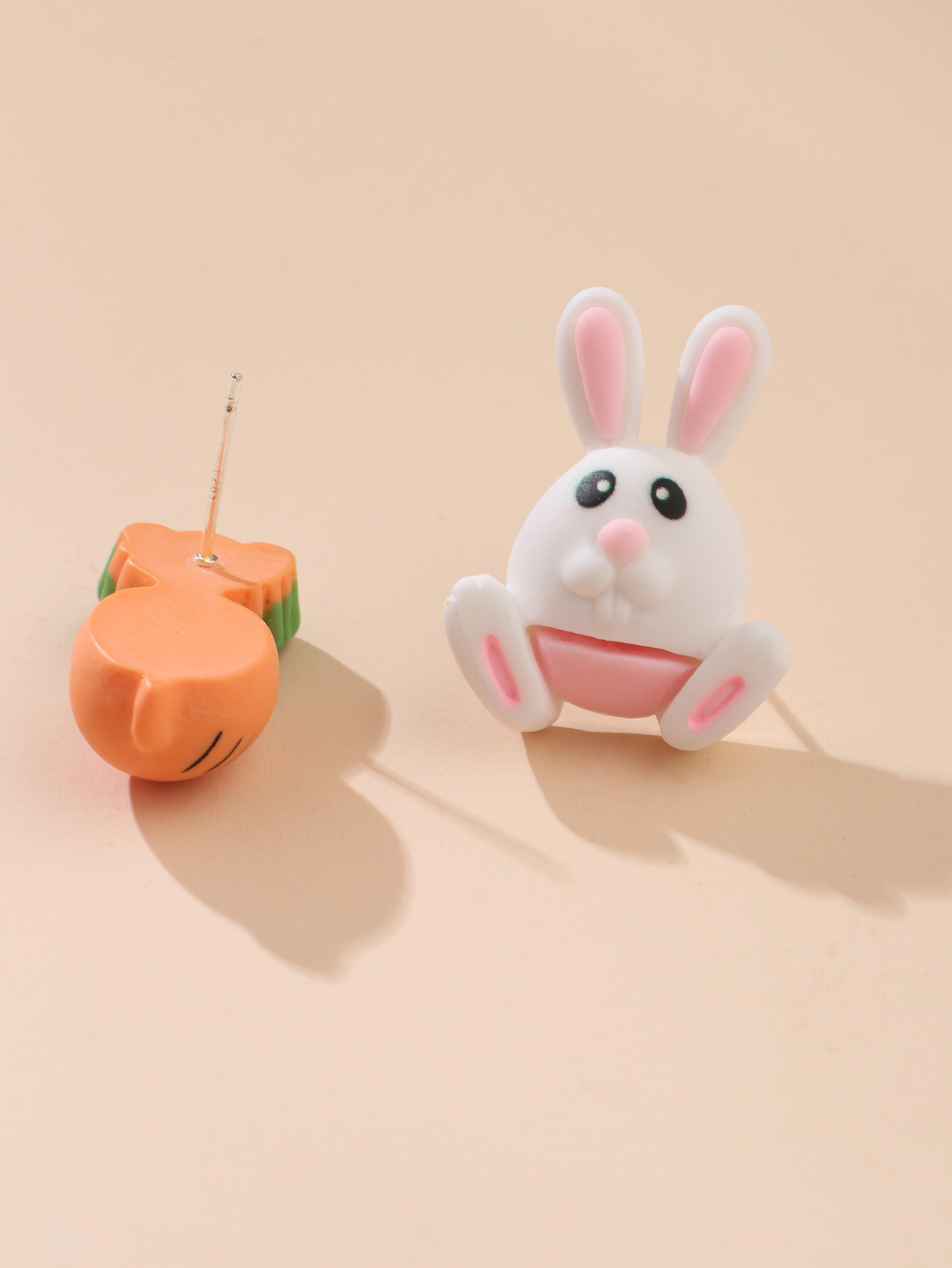 New Cartoon Carrot Rabbit Asymmetric Stud Earrings display picture 1