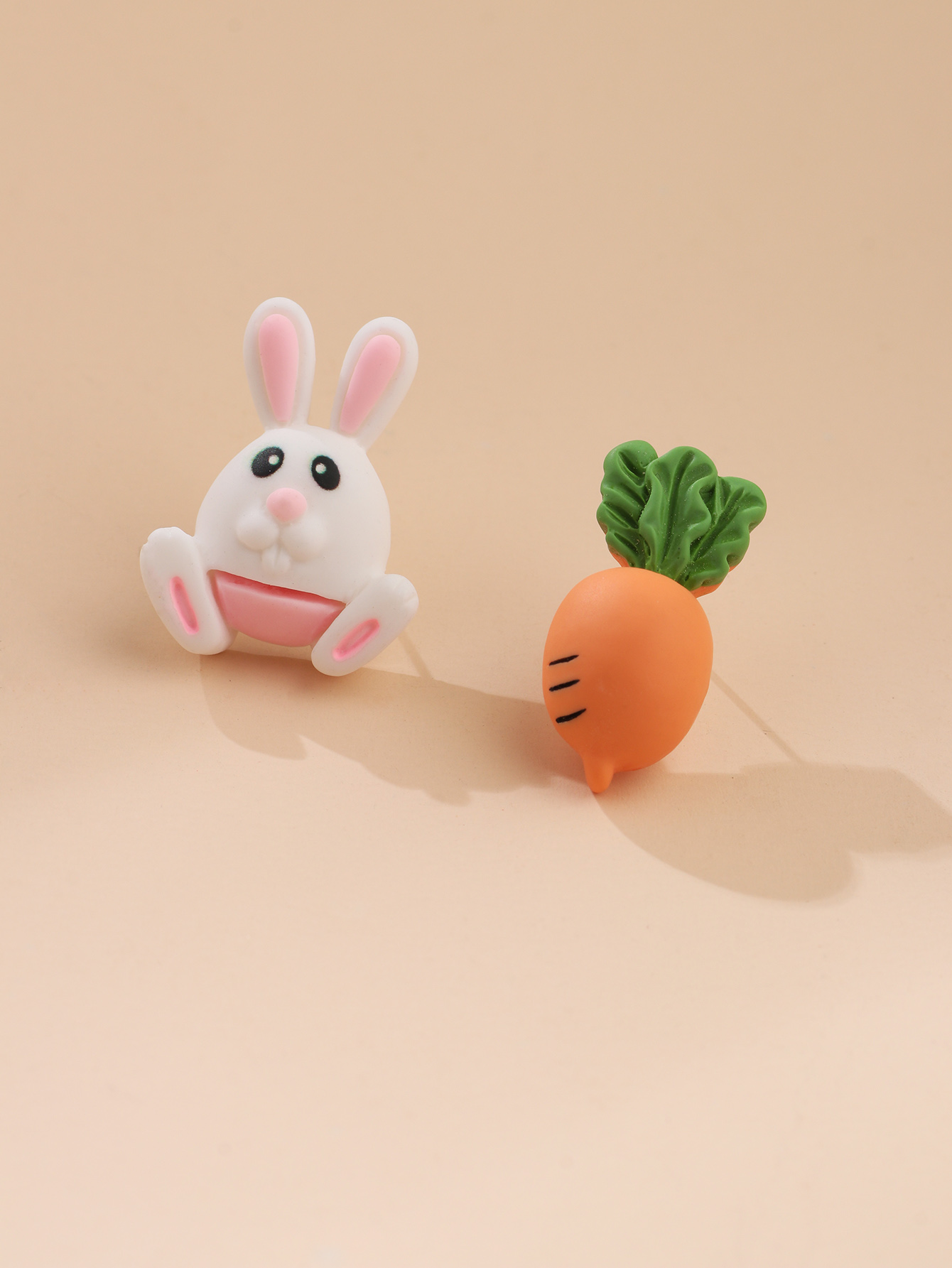 New Cartoon Carrot Rabbit Asymmetric Stud Earrings display picture 2