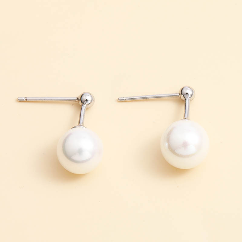 Simple Classic Pearl 925 Silver Drop Earrings display picture 3