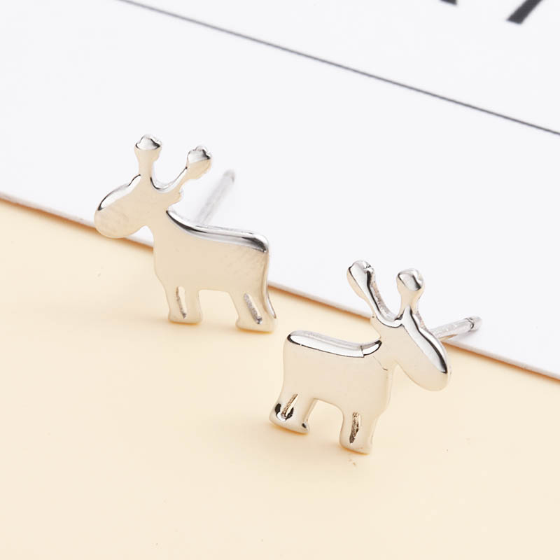 Pendientes De Botón De Plata 925 Con Forma De Burro Lindo Clásico display picture 1