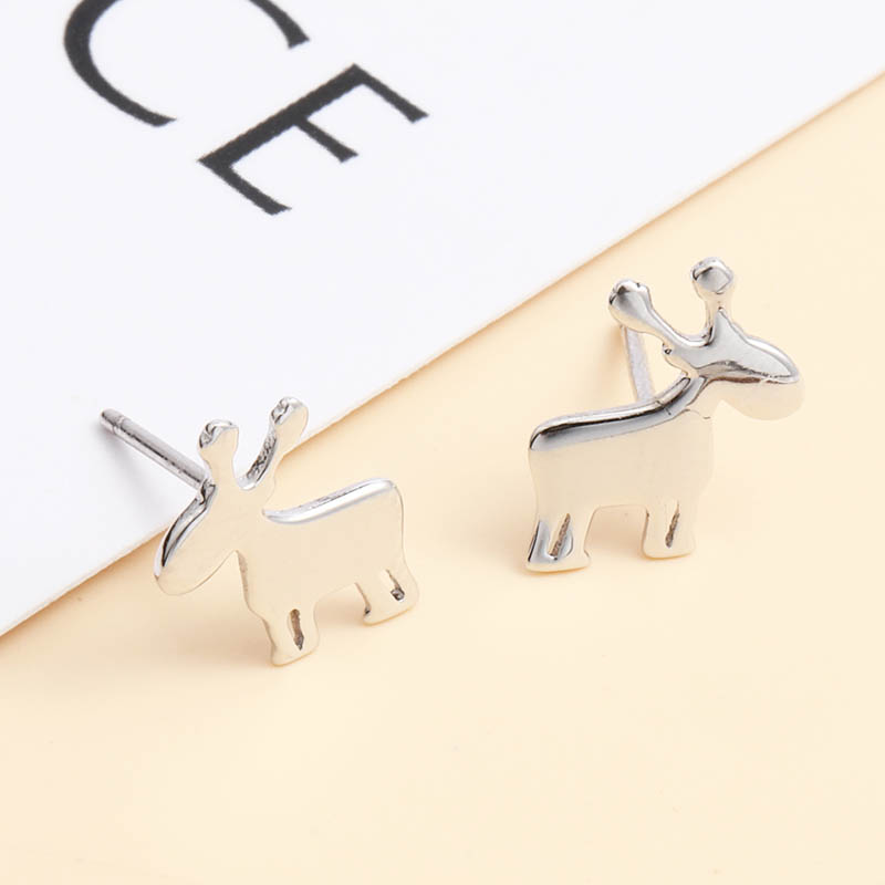 Classic Cute Donkey Shaped 925 Silver Stud Earrings display picture 2