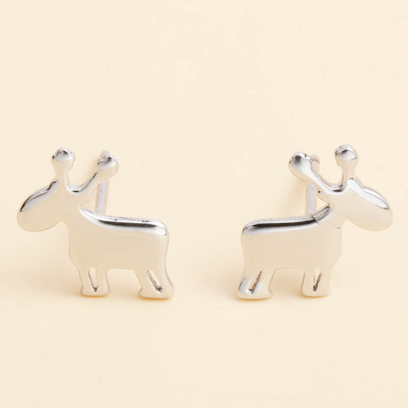 Classic Cute Donkey Shaped 925 Silver Stud Earrings display picture 4