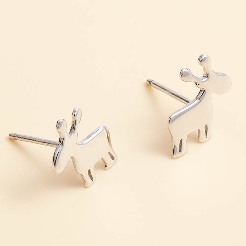 Classic Cute Donkey Shaped 925 Silver Stud Earrings display picture 5