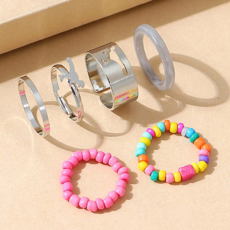 Korean Version Ethnic Style All-match Creative Rice Bead Ring Set display picture 1