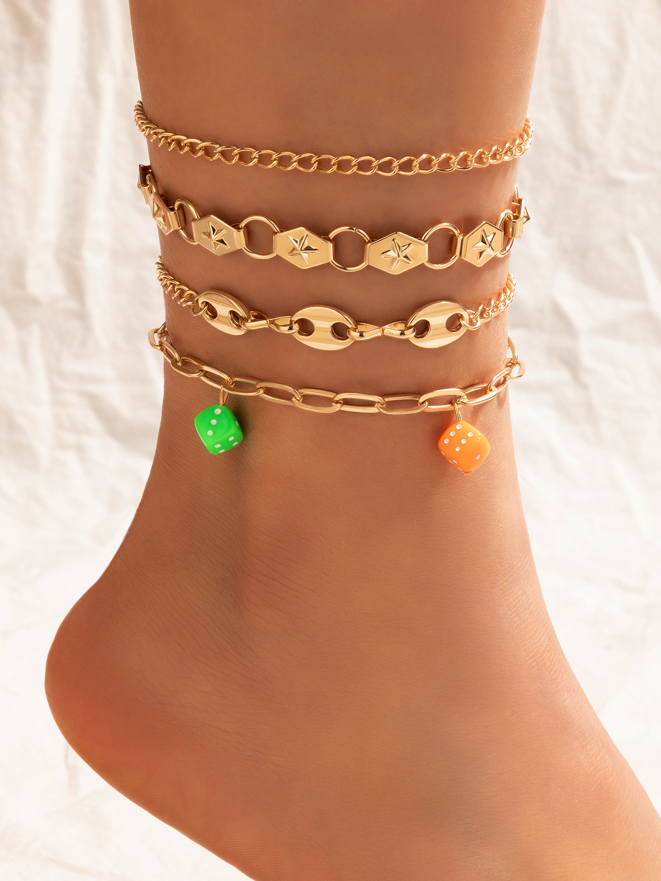 New Jewelry Fashion Creative Alloy Rice Bead Woven Shell Multi-layer Anklet display picture 2