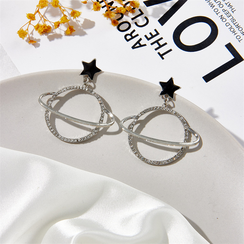 Pentagram Diamond Planet Fashion Earrings display picture 4