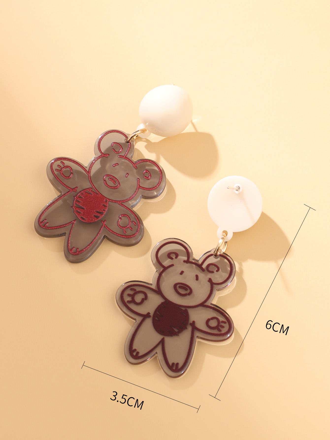 Cute Flower Bear Transparent Acrylic Cartoon Bear Earrings display picture 2