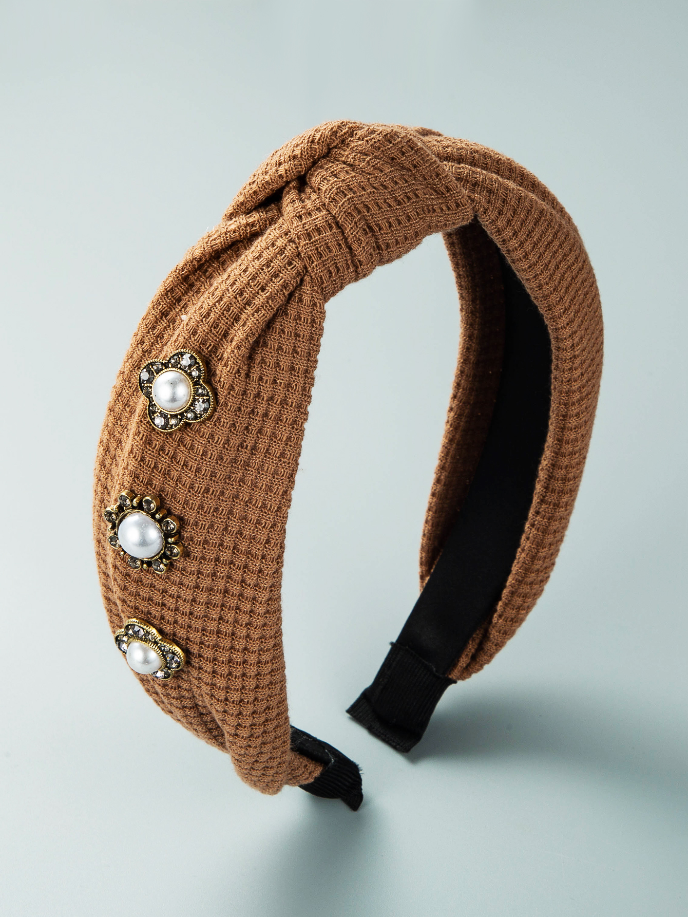 Modestoff Im Koreanischen Stil Mit Eingelegten Perlen, Geknotetes Stirnband display picture 6
