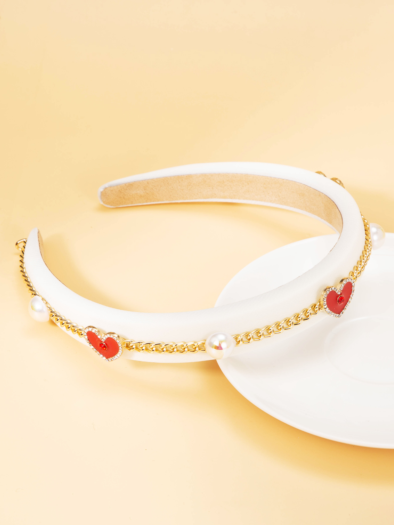 Korean Style Thin Edge Diamond Heart Decorative Headband display picture 5