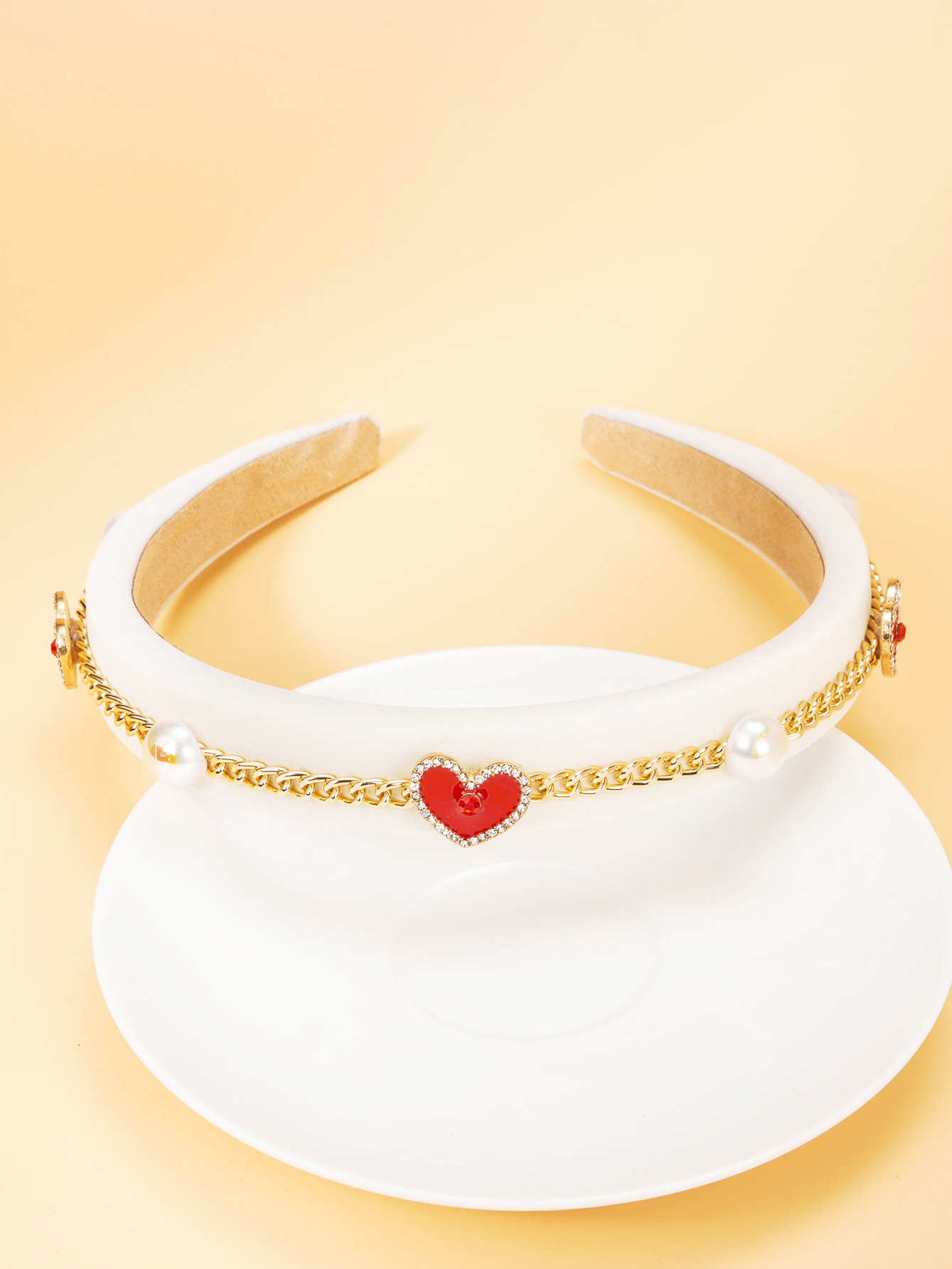 Korean Style Thin Edge Diamond Heart Decorative Headband display picture 6
