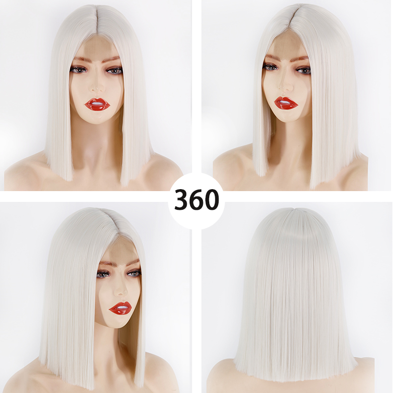 White Women's Wigs Chemical Fiber Straight Hair Headgear Wigs display picture 2