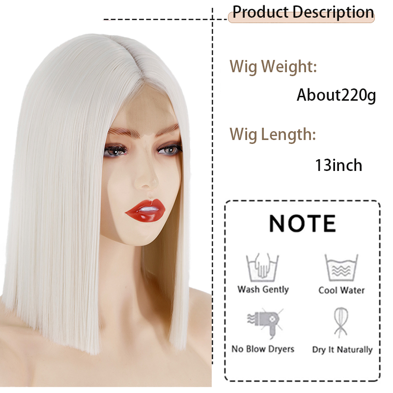 White Women's Wigs Chemical Fiber Straight Hair Headgear Wigs display picture 3