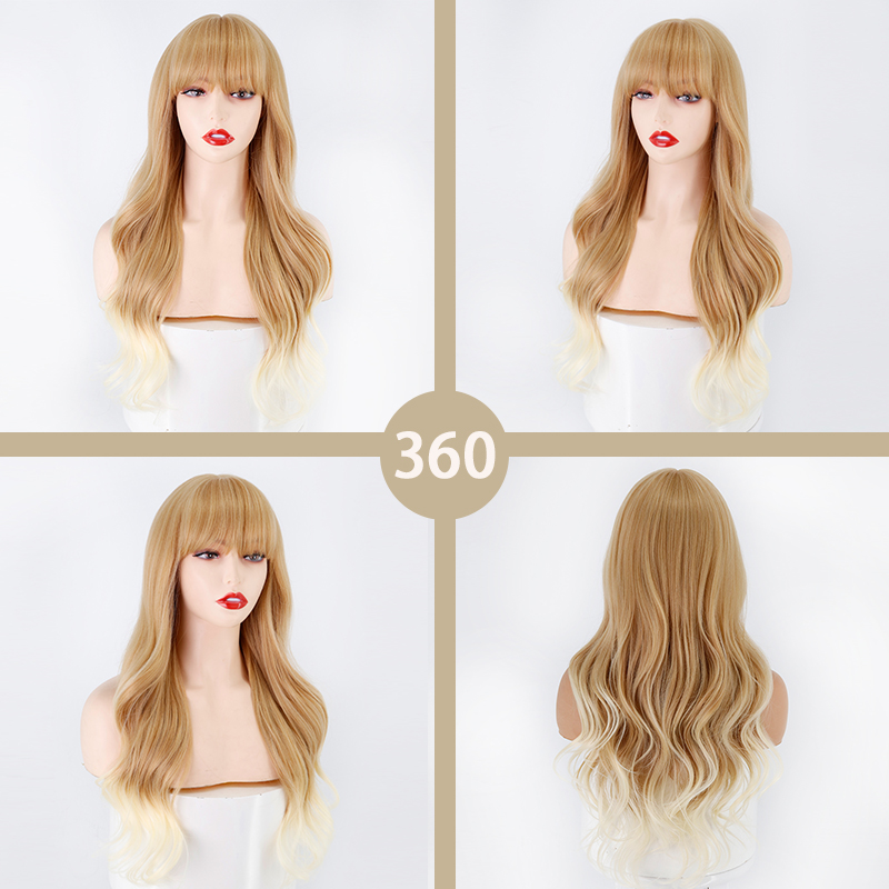 Ladies Wigs Gradient Two-color Chemical Fiber Long Curly Wigs display picture 2