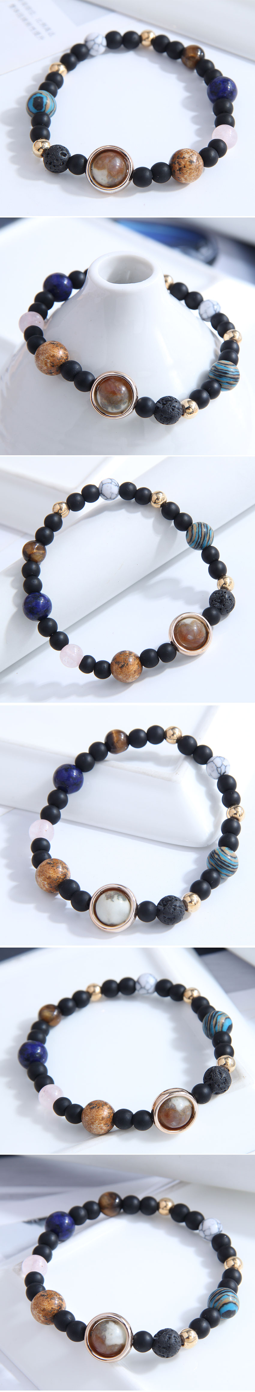 Fashion Simple Volcanic Stone Beaded Hit Color Bracelet display picture 1