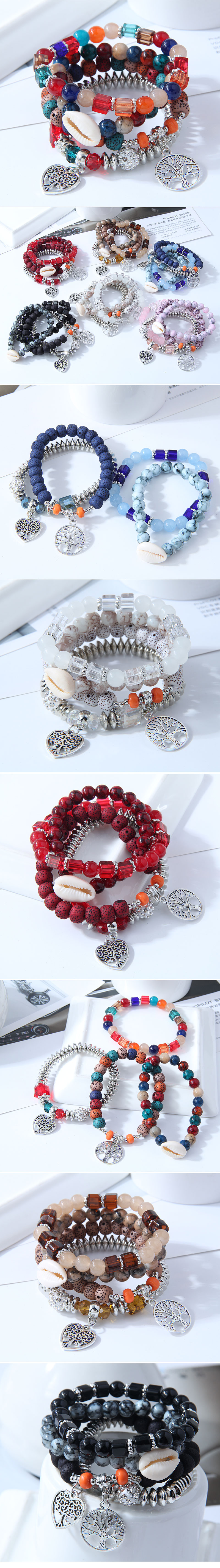 Simple Heart Tree Of Life Pendant Conch Bead Multi-layer Bracelet display picture 1