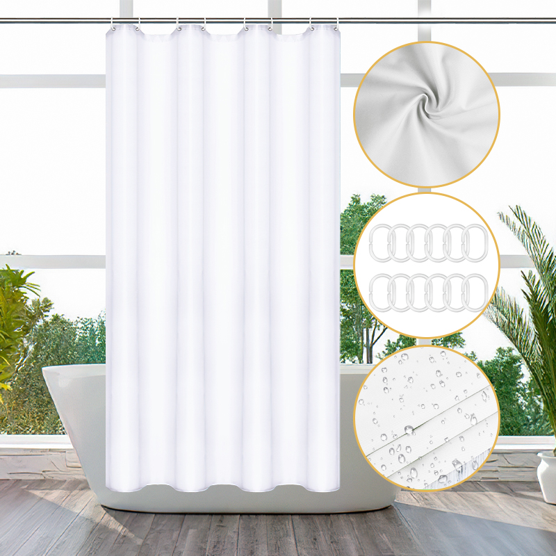 Thickened White Impermeable Cloth Plain Polyester Hotel Waterproof Partition Curtain90*180cm display picture 2