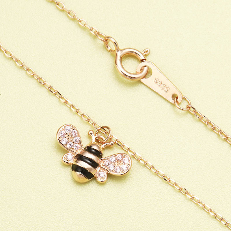 Fashion 925 Silver Bee Pendant Necklace display picture 2