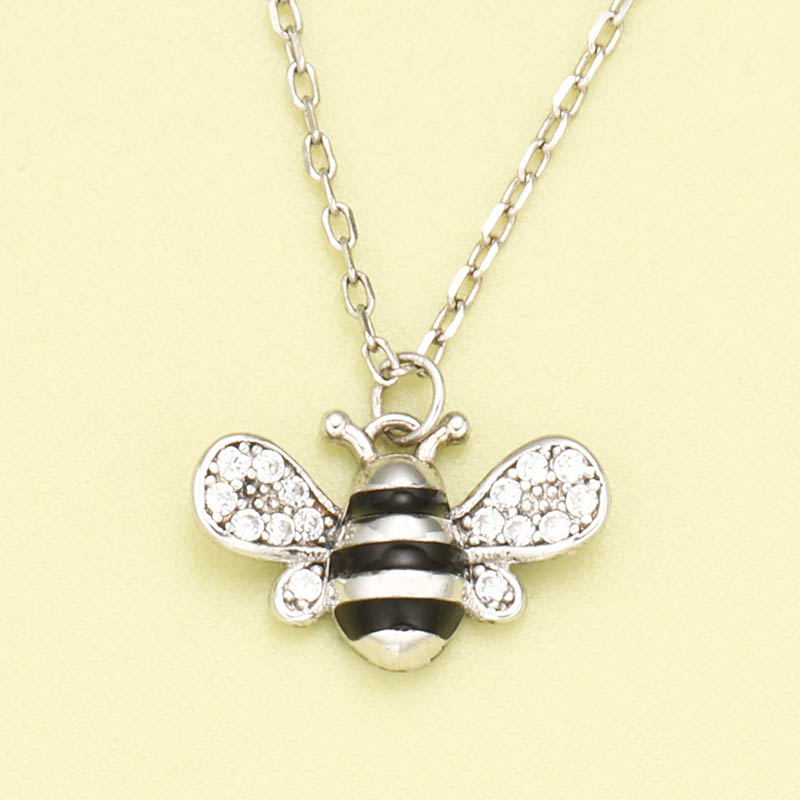 Fashion 925 Silver Bee Pendant Necklace display picture 3