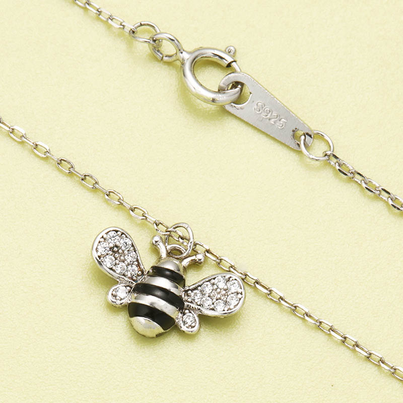 Fashion 925 Silver Bee Pendant Necklace display picture 4