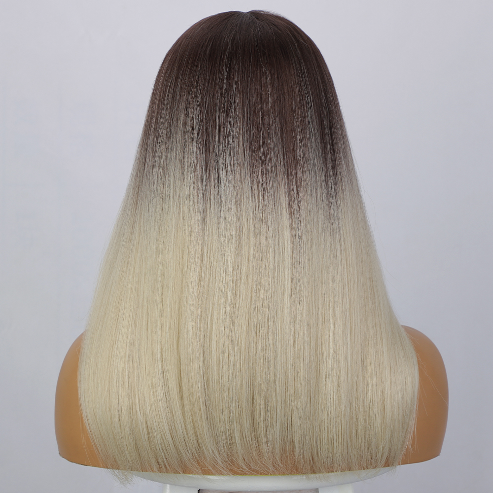 Ladies Wigs Lace In The Gradient Color Long Straight Hair Wigs Chemical Fiber Headgear display picture 3