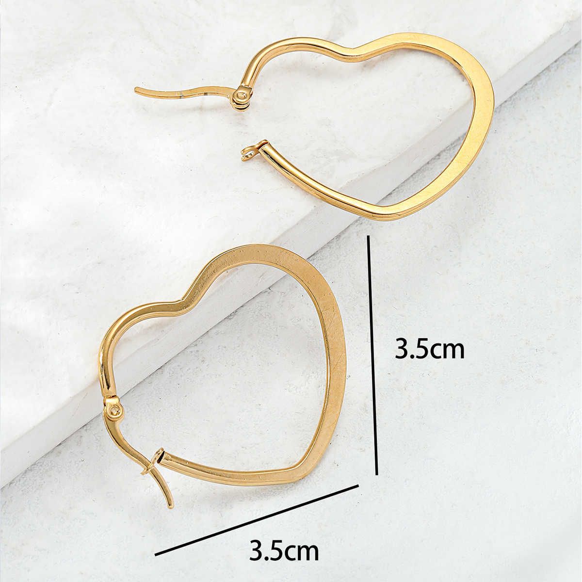 Fashion Korean Big Heart-shaped Flattened Stainless Steel Hoop Earrings display picture 2
