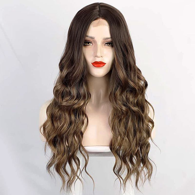 Ladies Wigs Middle Points Big Wave Chemical Fiber Long Curly Headgear Wig display picture 2