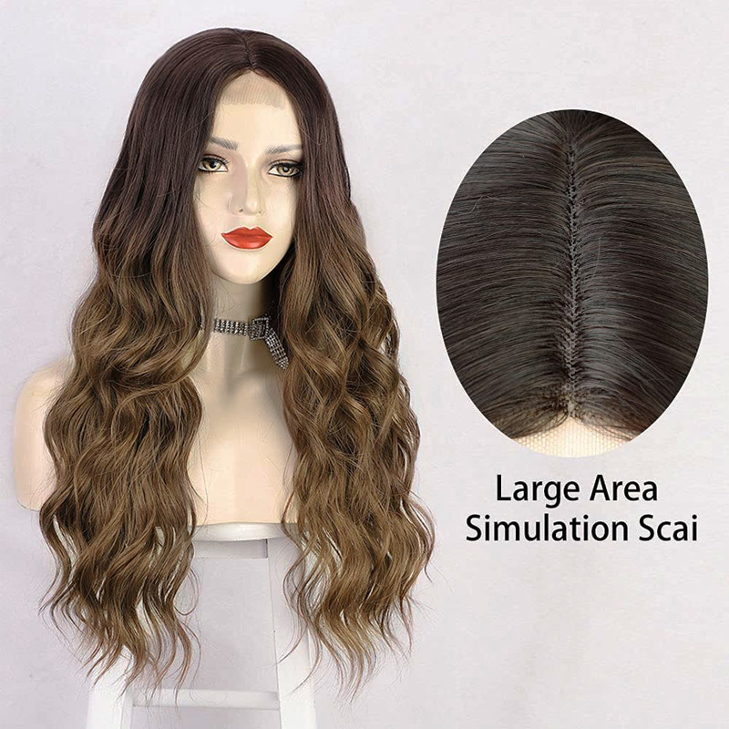 Ladies Wigs Middle Points Big Wave Chemical Fiber Long Curly Headgear Wig display picture 4