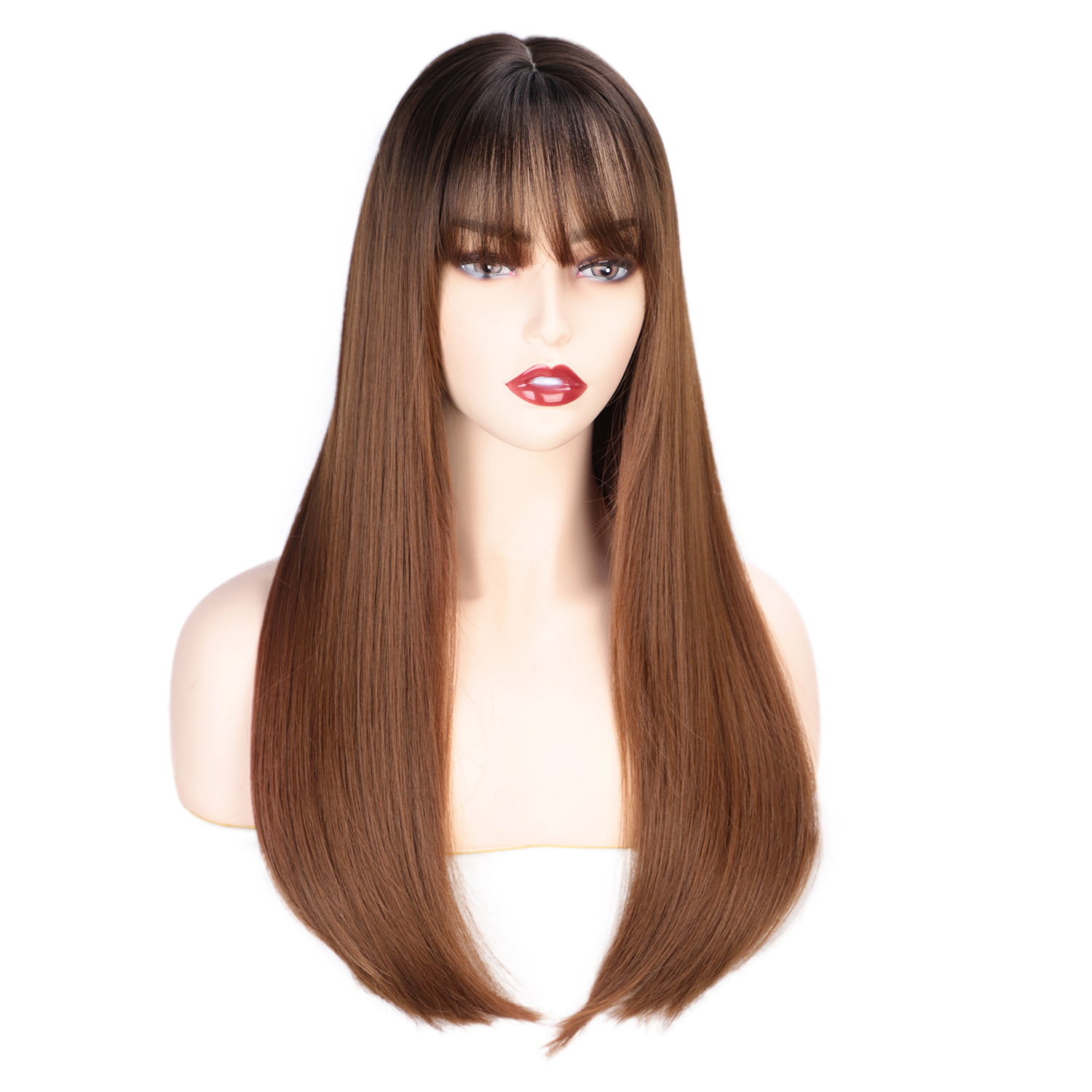 European And American Women&#39;s Wigs Qi Liuhai Medium And Long Chemical Fiber Wigs High Temperature Silk Gradient Wigs Headgear display picture 4