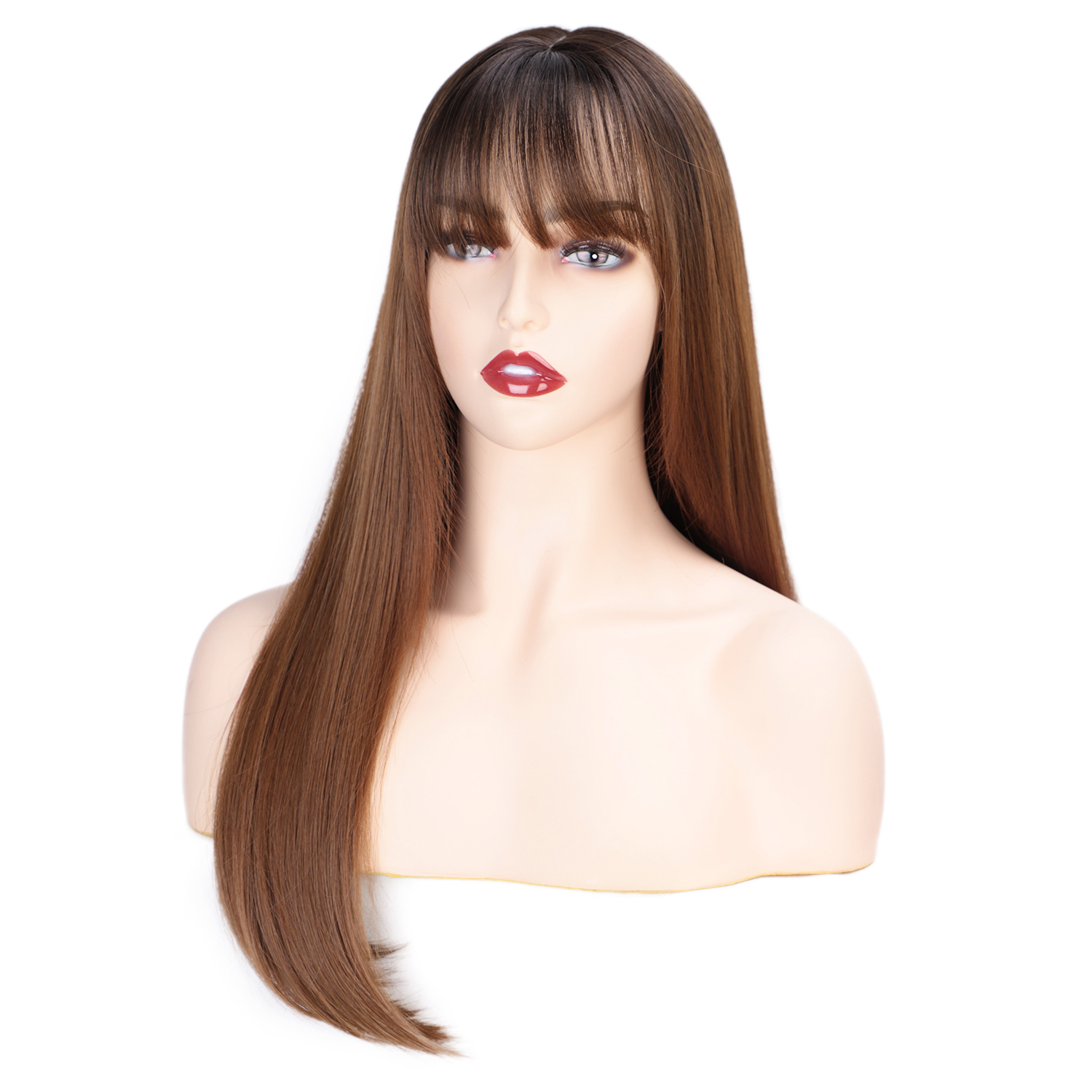 European And American Women&#39;s Wigs Qi Liuhai Medium And Long Chemical Fiber Wigs High Temperature Silk Gradient Wigs Headgear display picture 7