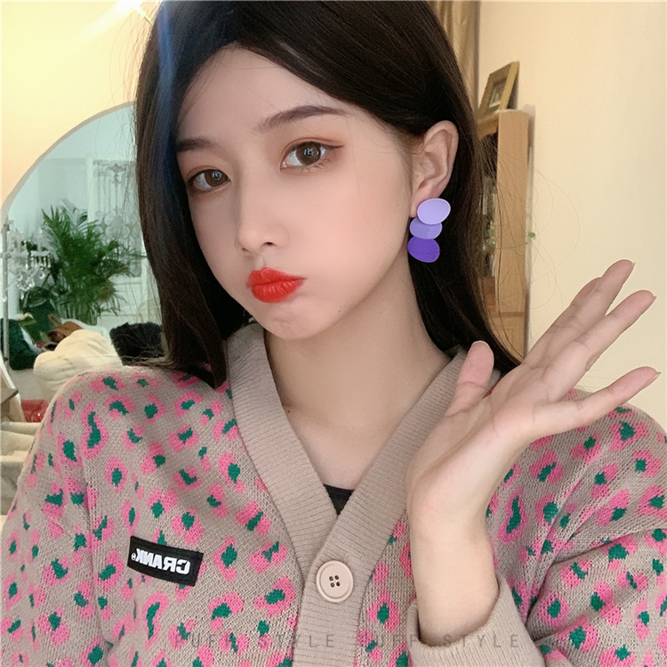 Mode Lila Runde Ohrringe Koreanisches Temperament Lange Super Fairy Ohrstecker display picture 9