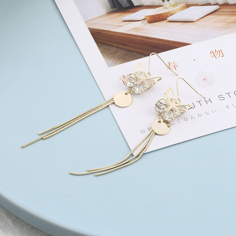 Temperament Fashion Long Butterfly Tassel Earrings display picture 1