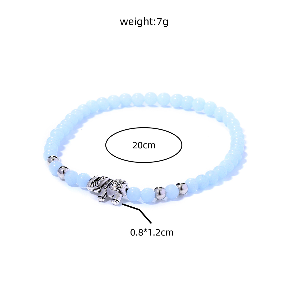 New Creative Personality Jewelry Elephant Element Accessories Beaded Sky Blue Luminous Beads Luminous Elastic Bracelet Jewelry display picture 4