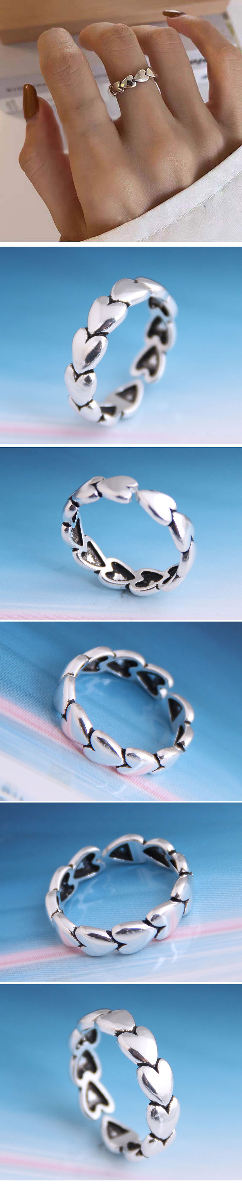 Retro Einfacher Herzförmiger Geometrischer Offener Ring Aus Kupfer display picture 1