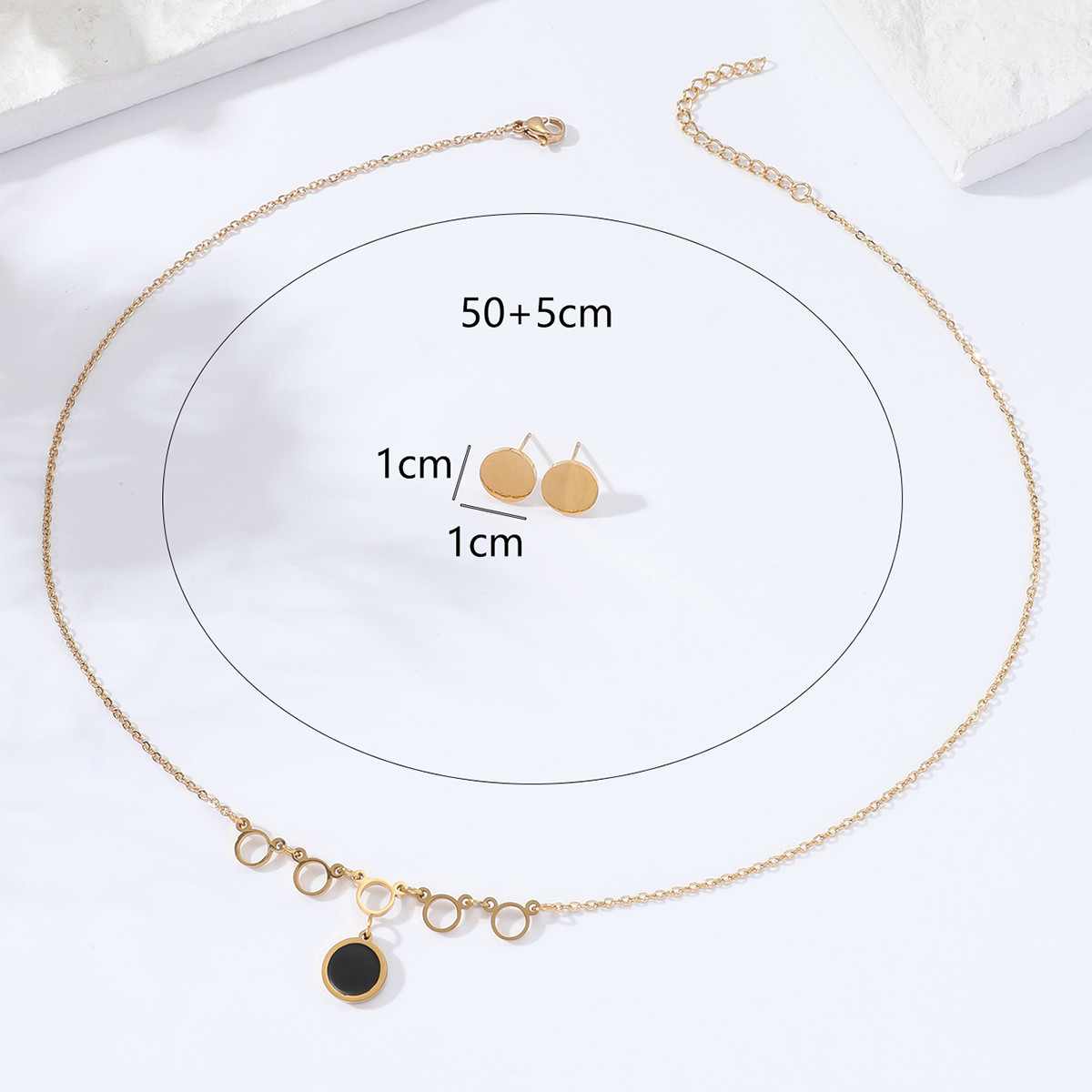 Fashion Simple Stainless Steel 18k Gold Plated Shell Necklace Round Earring Set display picture 4