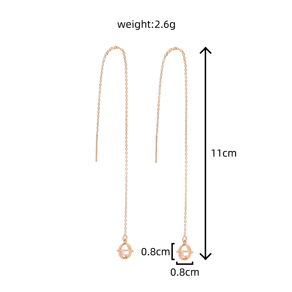 Fashion New Hollow Cage Copper Zircon Pendant Tassel Pierced Ear Line display picture 1