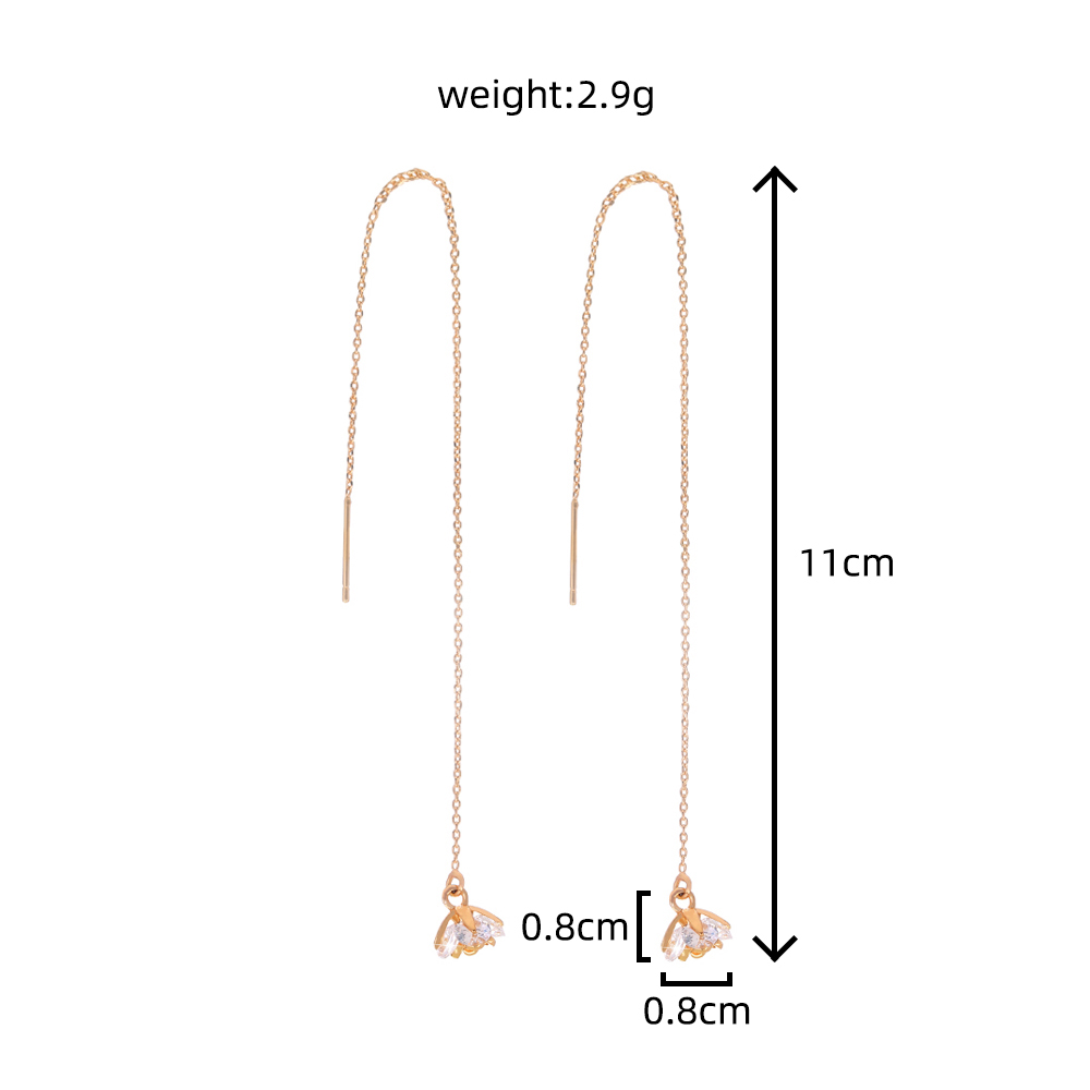 New Flower Copper Zircon Pendant Tassel Pierced Pair Of Earrings display picture 4