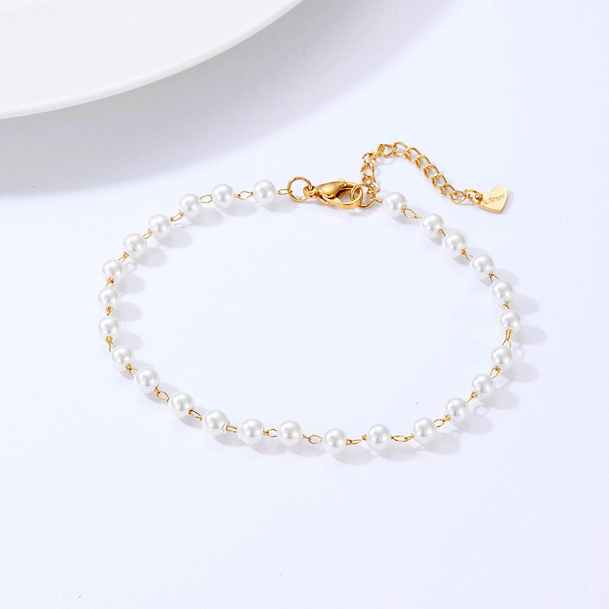 Chinoiserie Circle Imitation Pearl Women's Anklet display picture 1