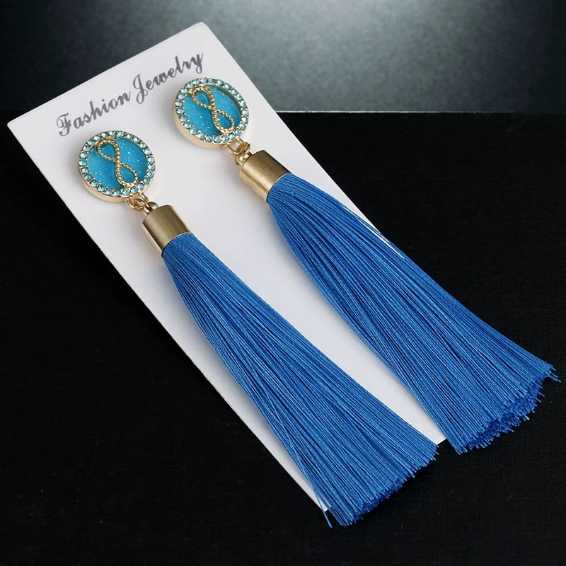 New Long Tassel Earrings High-end Diamond 8-character Polyester Earrings display picture 4