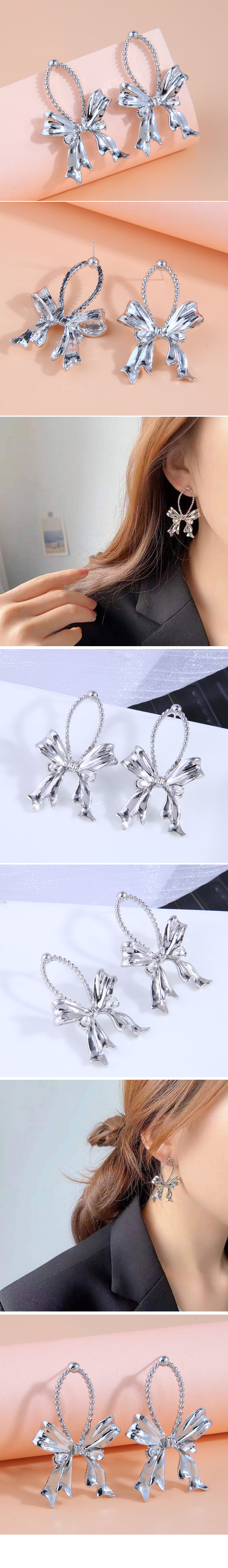 Fashion Metal Simple Big Bow Alloy Stud Earrings display picture 1
