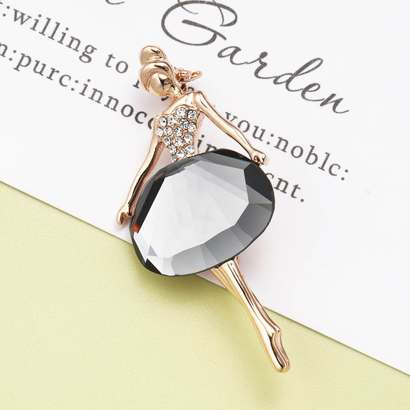 Fashion Ballet Girl White Zircon Copper Brooch display picture 1