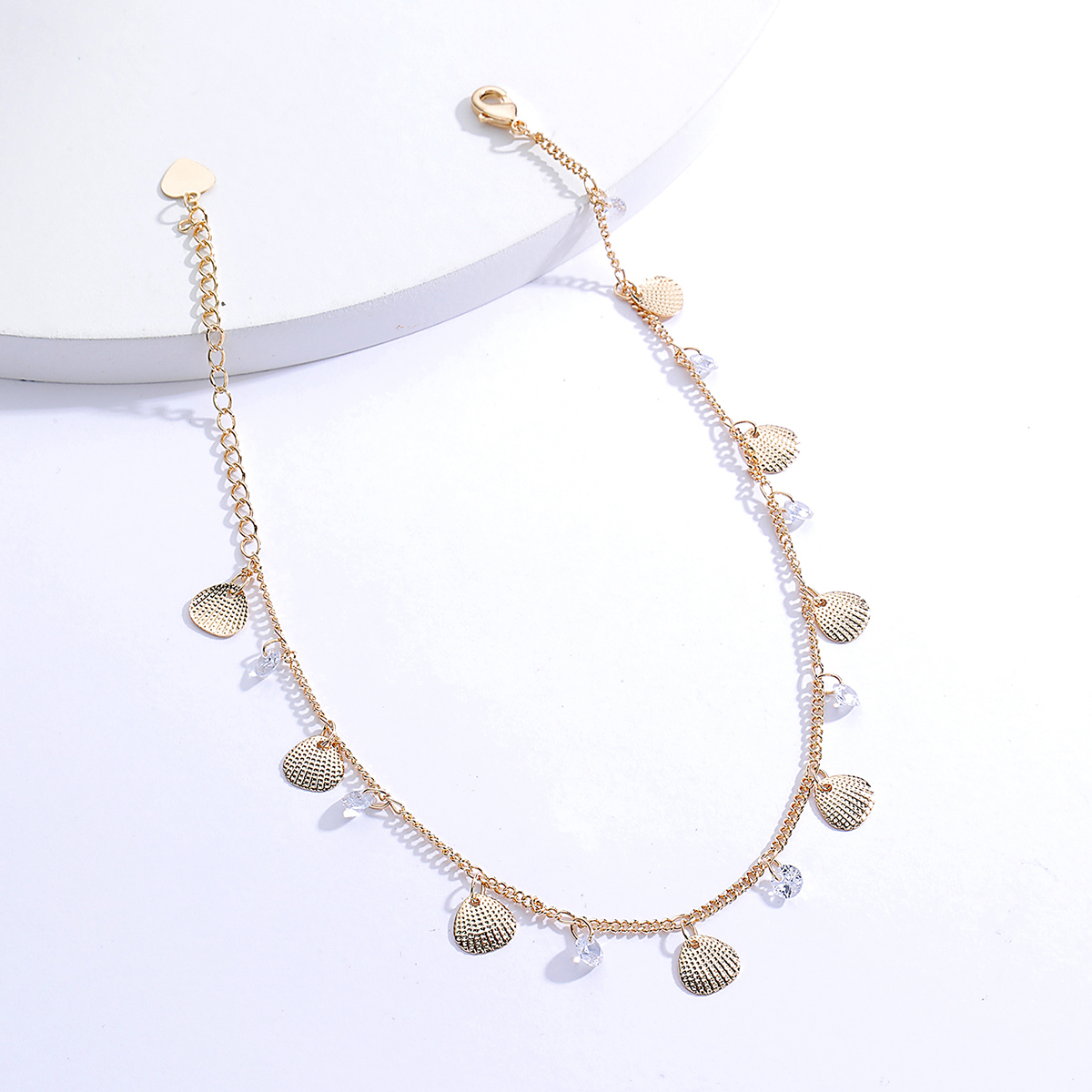 Fashion Geometric Copper Material Electroplating 18k Gold Zircon Shell Anklet display picture 1